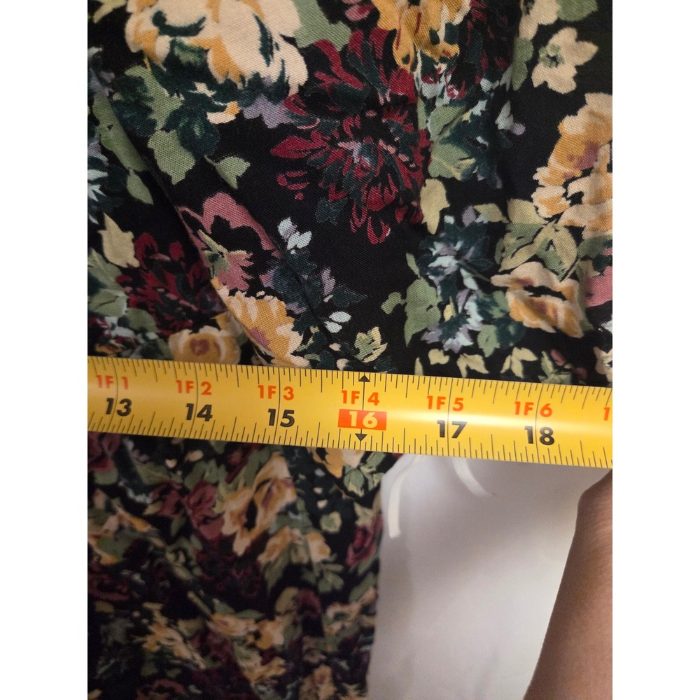 Passi Rx New York Floral Midi Dress Black Multi Color V Neck Short Sleeve - Picture 3 of 5